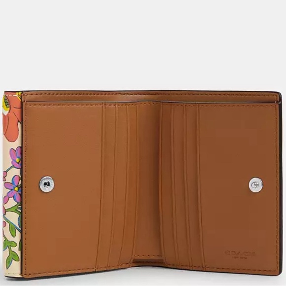 Authentic COACH floral leather snap flap card money compact wallet - Picture 5 of 13